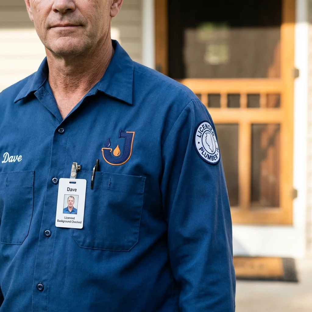 Licensed plumber showing ID badge in Maynardville, TN