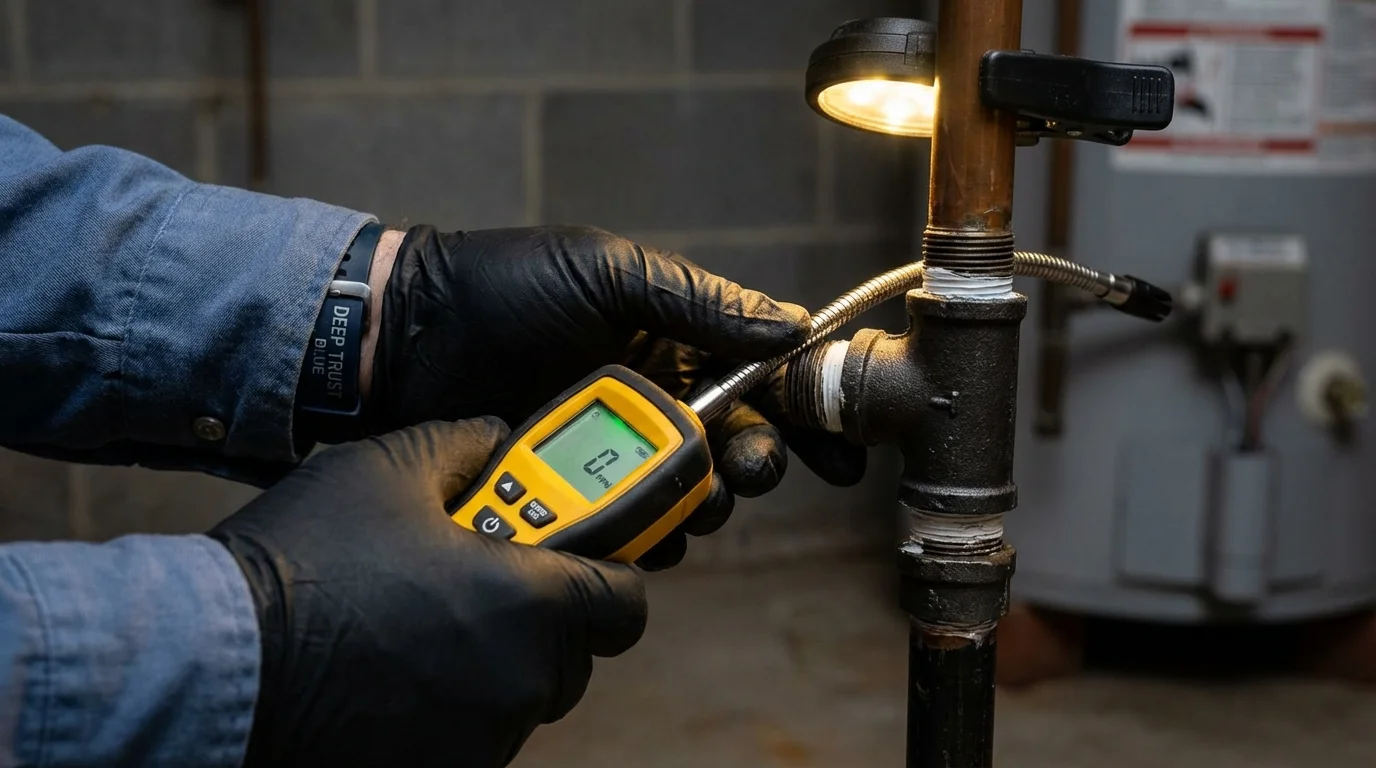 Gas leak detection with electronic sniffer by Johns Plumbing LLC in Maynardville