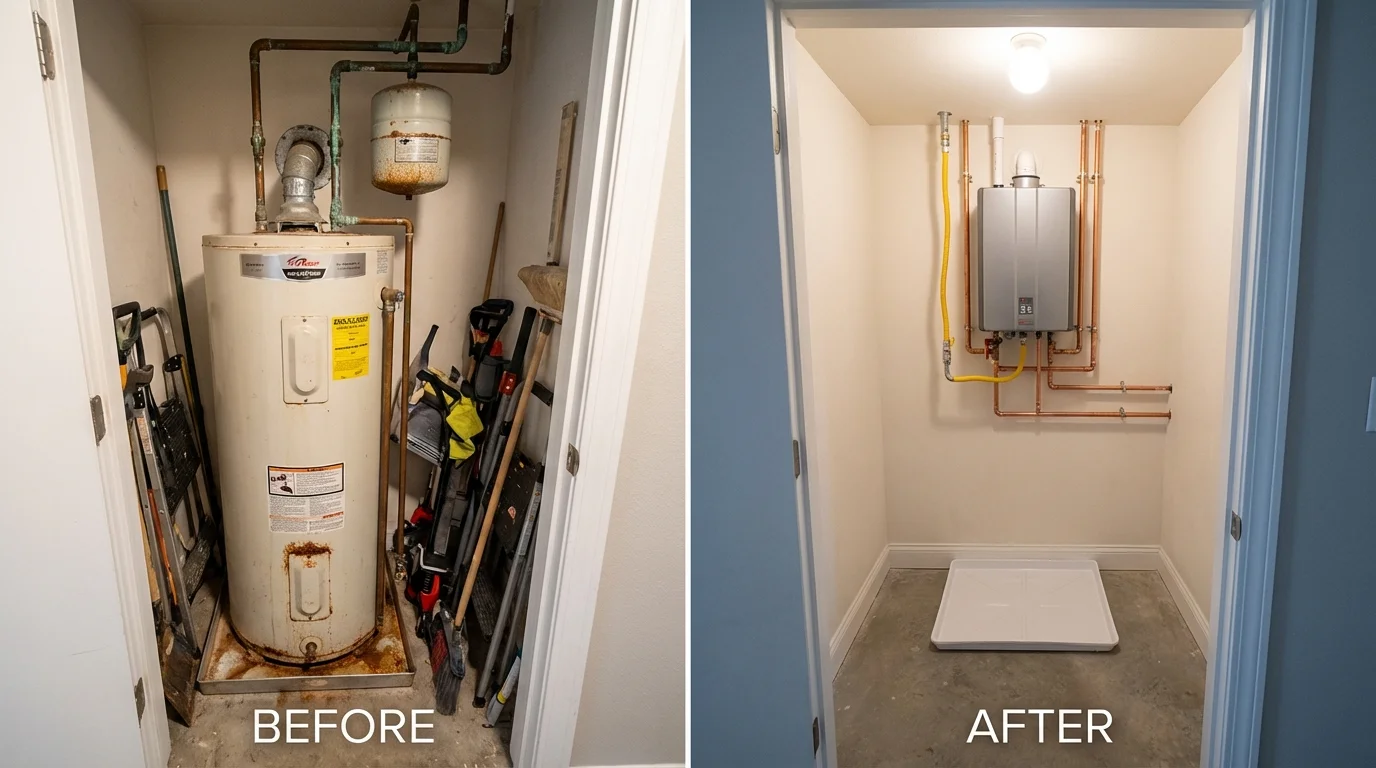 Tank water heater versus wall-mounted tankless unit comparison for Maynardville, TN homeowners